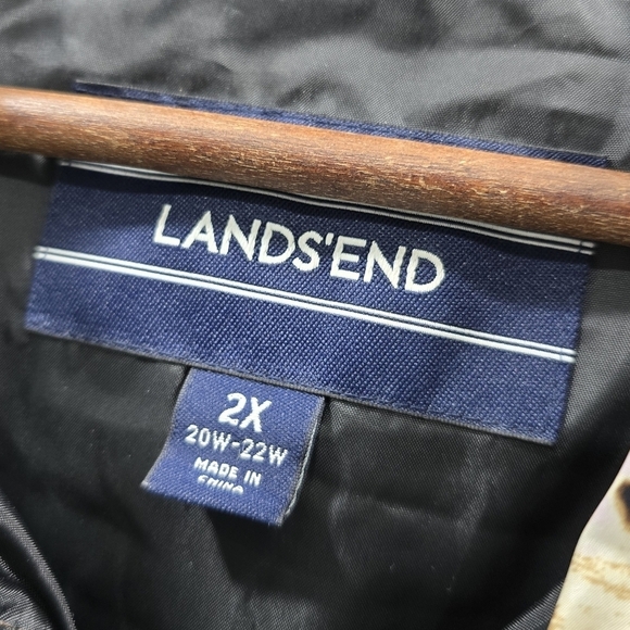 Lands End Vest Womens 2X Leopard Down Puffer Insulated Quilted Goose Puffy - Picture 3 of 10